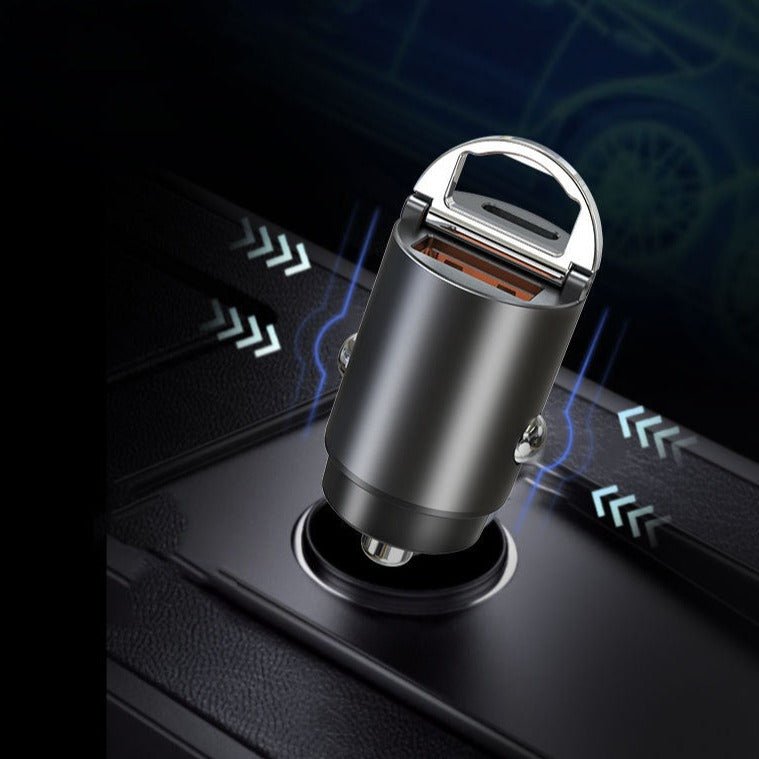 Dual-Port Fast Car Charger | PD 3.0 + QC 3.0 | 30W Output | Ultra-Compact Design