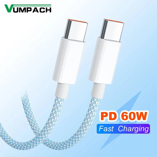 USB Type-C to Type-C Cable | 60W 6A Fast Charging and Data Transfer Cord